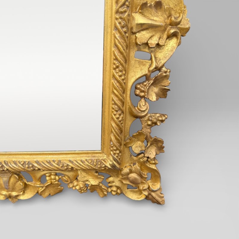 Antique Victorian Ornate & Floral Carved Small Giltwood Rectangular Wall Mirror - Image 5